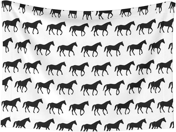 Dog and Cat Blanket in One, Abstract Horse, Double Sided Plush Throw with Raised Dot Pattern on One Side and Flat Velvet on Other for Variety