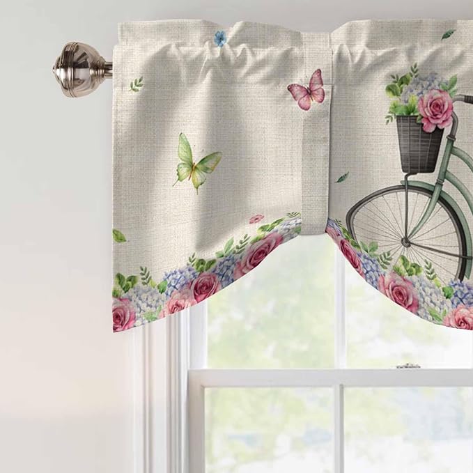 Farmhouse Spring Tie Up Valance Curtains