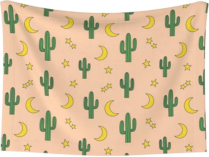 Reversible Dog Blanket for Beds Couches, Cactuses Moon, Double Sided Cat Blanket with Textured Dot Feel and Smooth Feel for Seasonal Comfort All Year