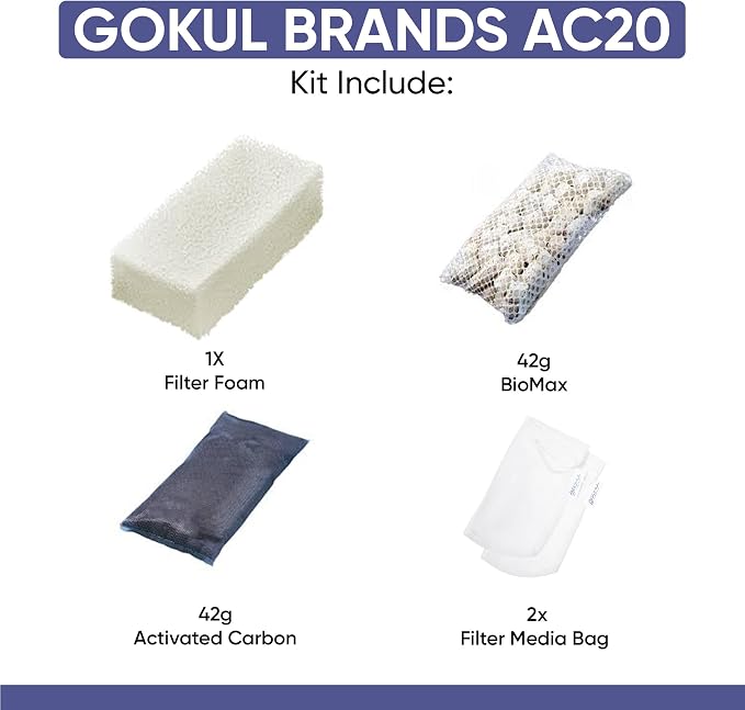 AquaClear 20 HOB Maintenance & Replacement Filter Media Kit, Including Gokul