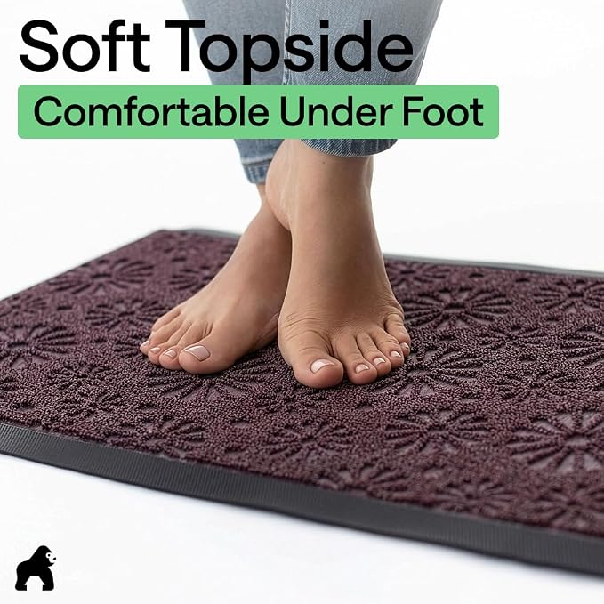 GORILLA GRIP 100% Waterproof All-Season WeatherMAX Doormat, Durable Natural