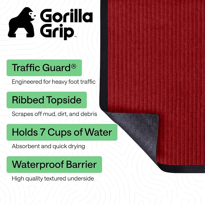 GORILLA GRIP Waterproof Traffic Guard Door Mat, Heavy Duty Entryway Mats
