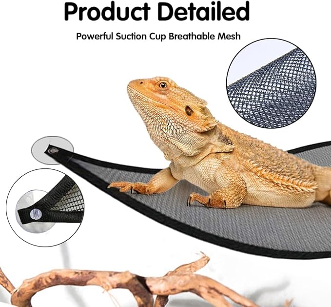 Bearded Dragon Hammock Reptile Hammock for Axolotl,Geckos,Lizards,Breathable Mesh Bearded Dragon Tank Accessories for Snakes,Chameleon,Fish
