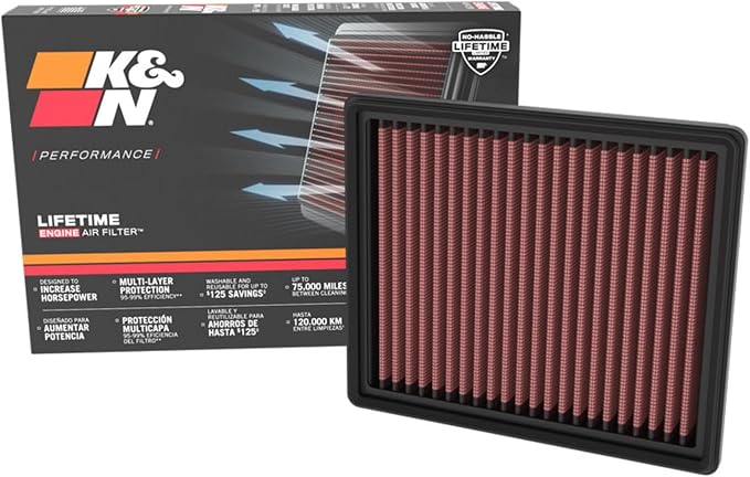 K&N High-Flow Original Lifetime Engine Air Filter: Increase Power: Premium