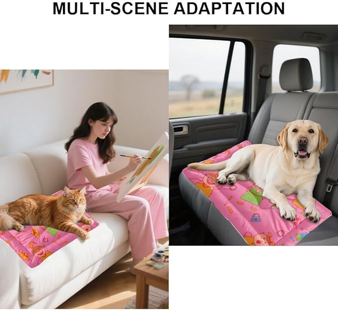 Cozy Cat Bed with Anti-Slip Bottom, Cute Girls Things for Dogs Kennel Pad Dog Bed for Camping Comfy Crate Mat Indoor& Outdoor Sofa Cars, Machine Washable 24 X 18 Inch