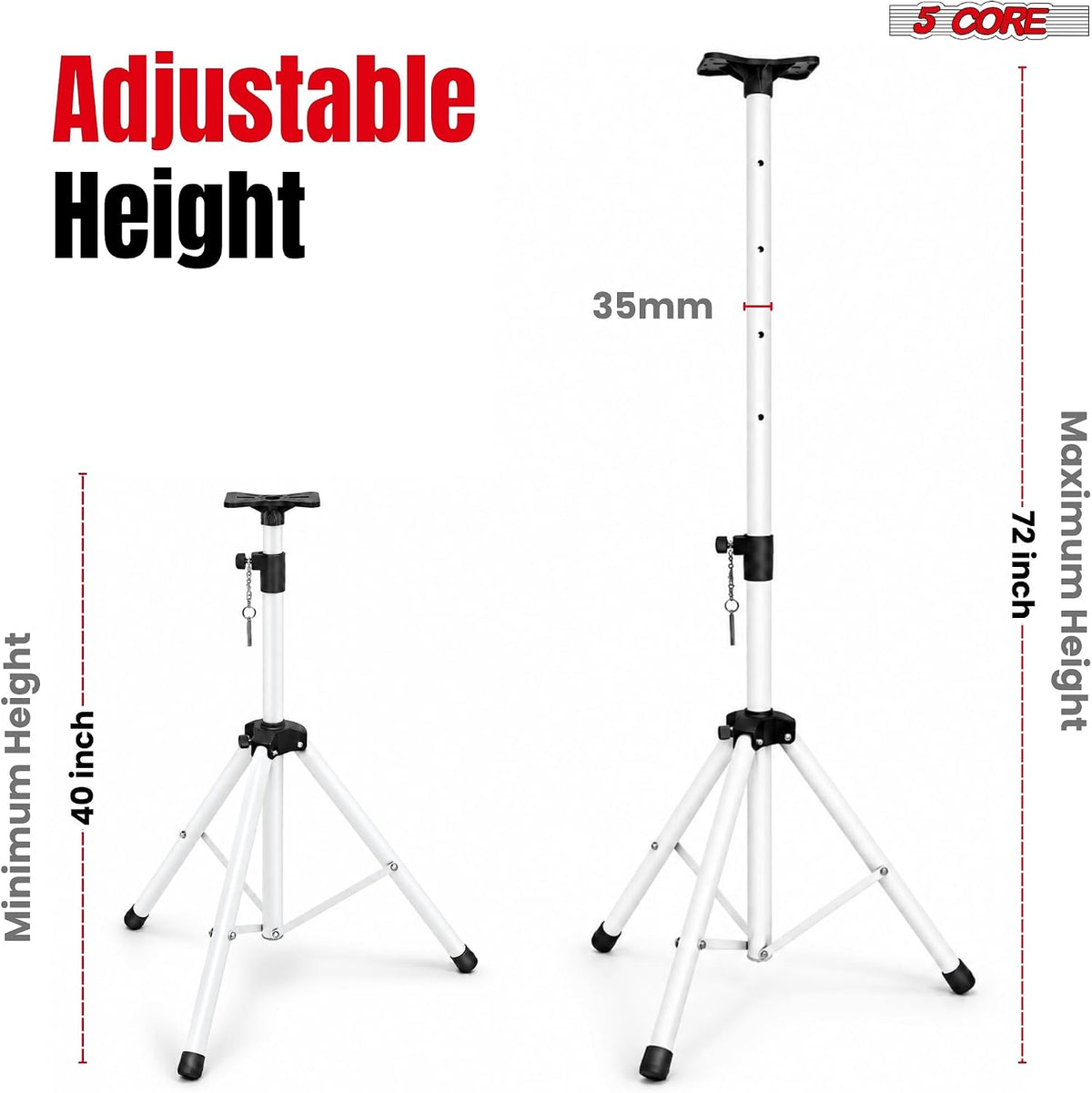 5 Core Speaker Stand Tripod Pair Adjustable PA DJ Universal Pole Mount