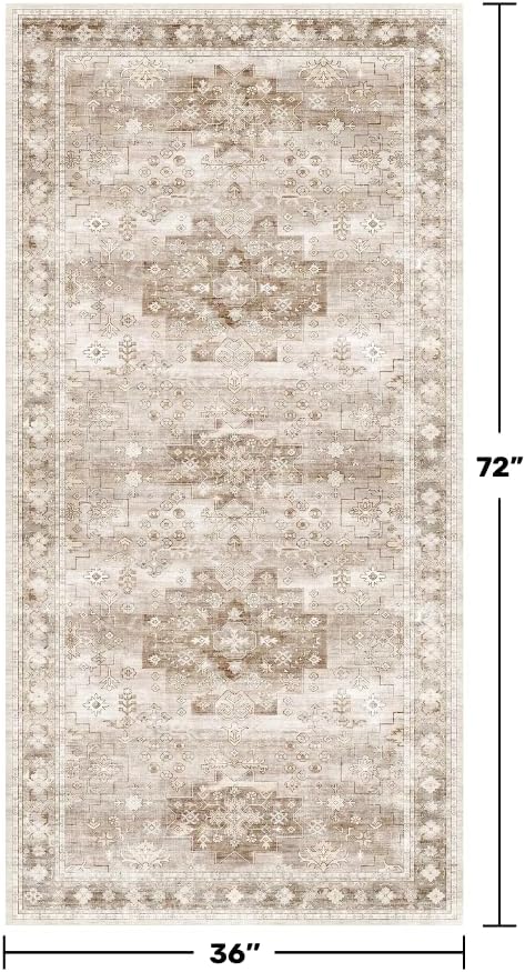 Washable Neutral Farmhouse Large Entryway Rug, 3x6 Area Rugs