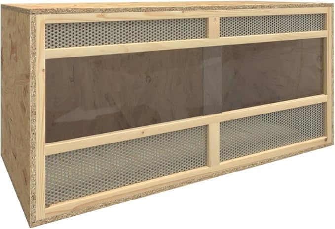 Terrarium Engineered Wood with Tempered Glass, Outdoor Reptile Box Reptile Feeding Box for Small Animals,Reptile Pets,Bearded Dragon,Gecko,Lizard 39.4" x 18.5" x 18.5"