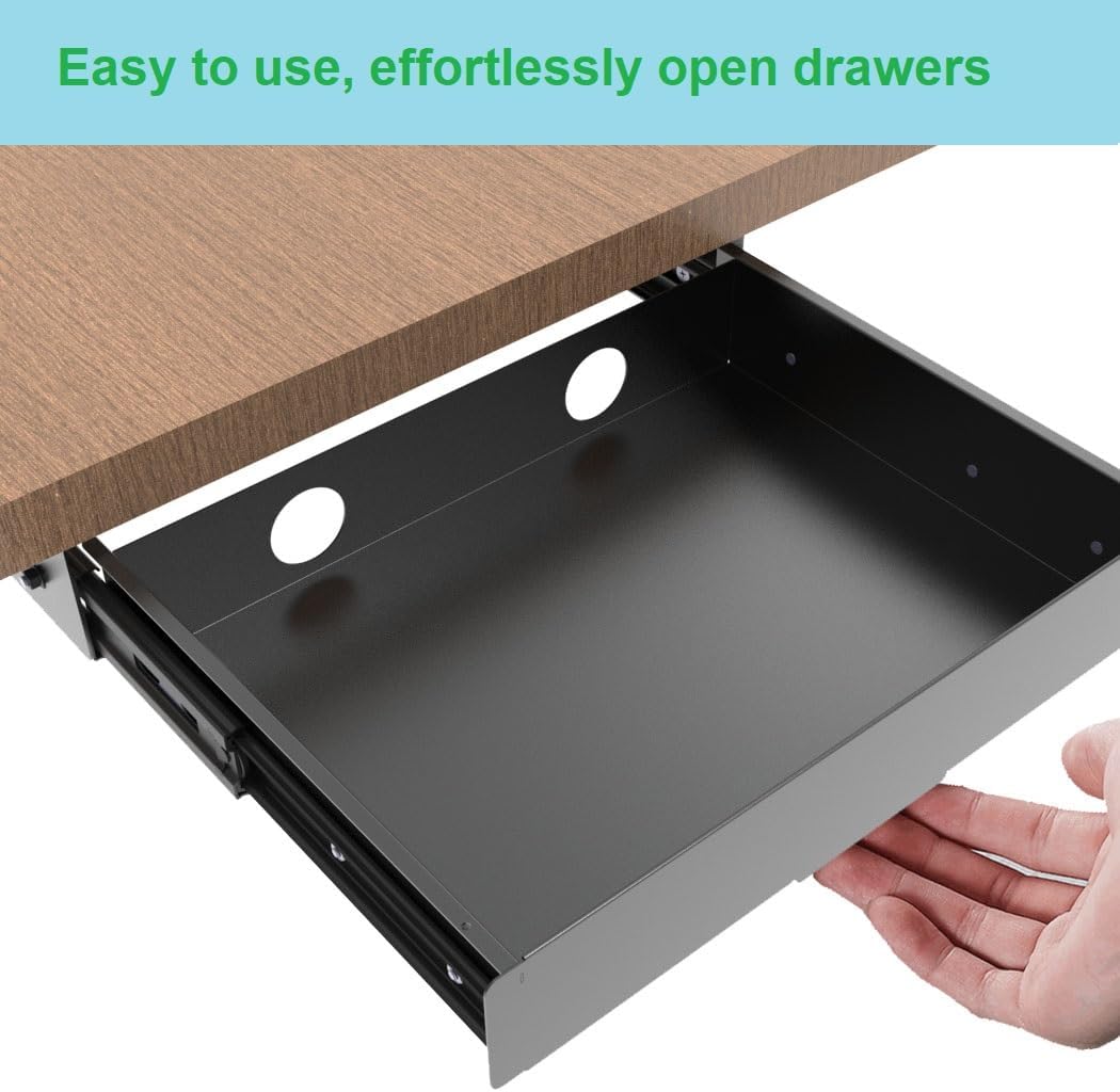 Under Desk Slide out Drawer 13.4" Wide with Cable Management
