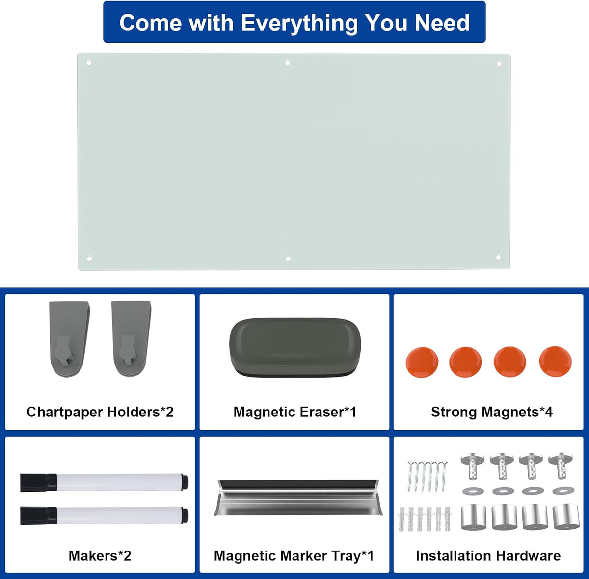 Wingwise Large Glass Dry Erase Board, 96 x 48 in Magnetic Glass Whiteboard