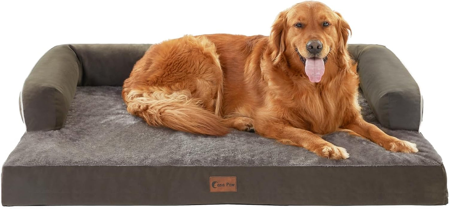 Orthopedic Dog Beds for Extra Large Dogs, Waterproof Dogs Beds XLarge, Memory Foam Dog Couch Beds with Comfy Bolster, Removable Washable Cover and Nonskid Bottom (X-Large, Dark Green)