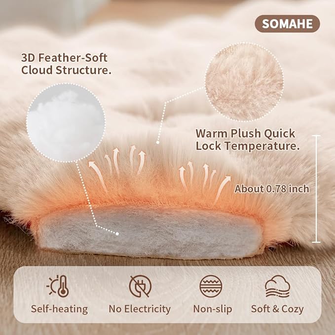 Cat Beds Cozy Pet Mat Faux Fur Kitten Pad Bed for Carriers/Couch Dog & Puppy Cute Friendly 23 x 15 Inch Medium White