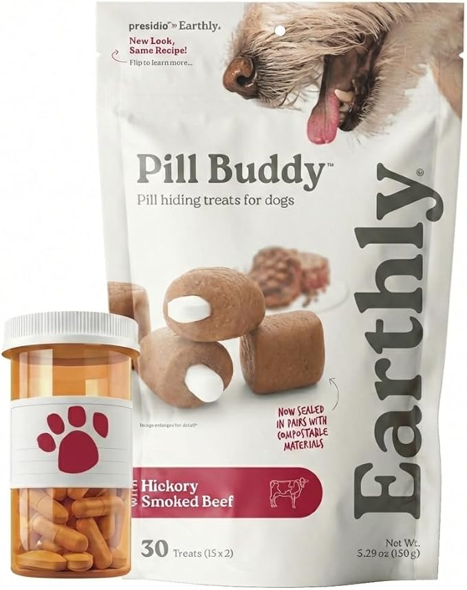 Earthly Pill Buddy Naturals - Beef Recipe Pill Hiding Treats for Dogs - Make A Perfect Pill Concealing Pocket Or Pouch for Any Size Medication - 30 Servings