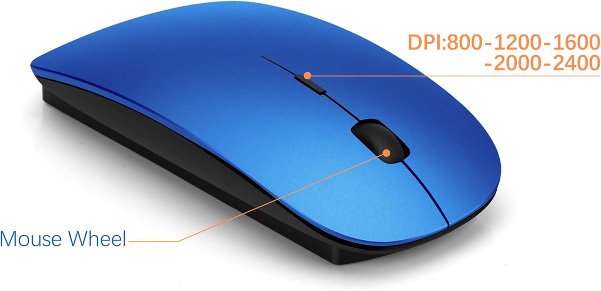 Wireless Keyboard and Mouse Ultra Slim Combo, TopMate - Blue Black