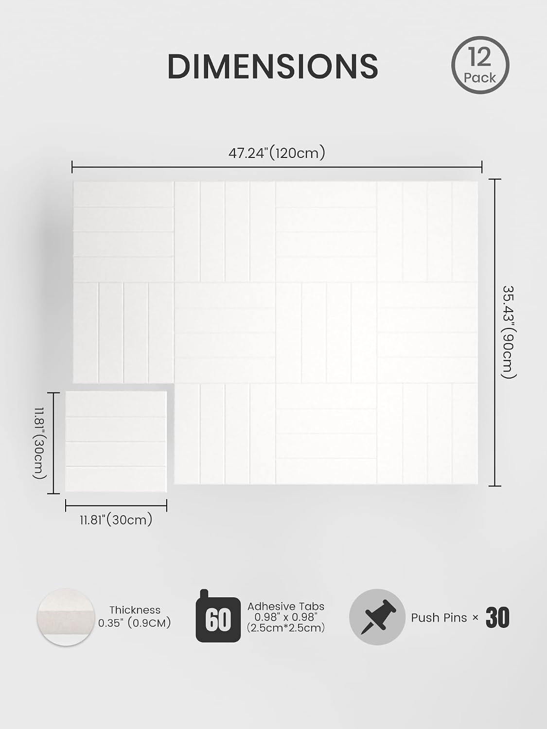 Bumusty 48" x 36" Large Cork Board Alternative, Milky White