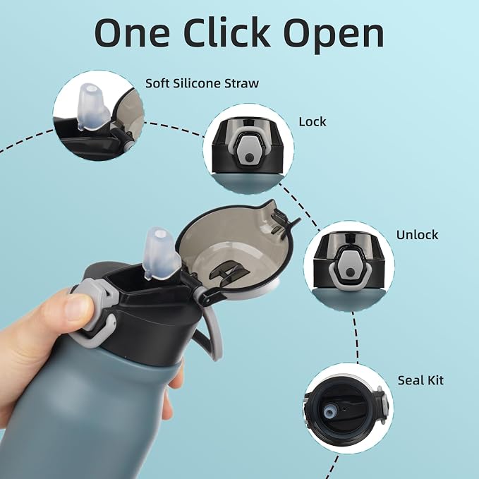BJPKPK 25 oz Insulated Water Bottle, Stainless Steel Flask | Leak Proof Locking