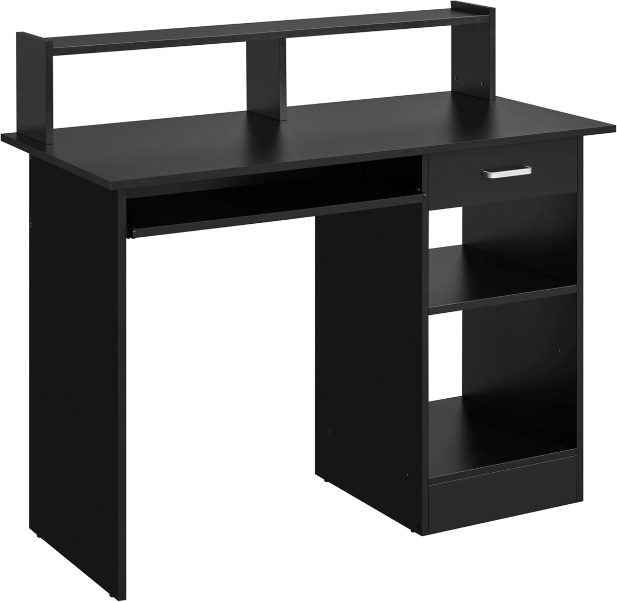 Yaheetech Computer Desk with Keyboard Tray, Drawers, and Shelves, Black