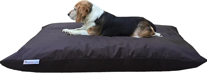 Dogbed4less Shredded Memory Foam Pillow Dog Bed with Waterproof Liner and Machine Washable Cover (Brown Nylon, Large 48"X29")