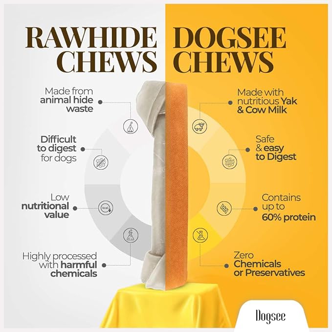 Dogsee Original Himalayan Yak Cheese Chews 1lb (XL - 3 Pieces) | Rawhide-Free | Long-Lasting | Fights Plaque & Tartar | Supports Dental Health