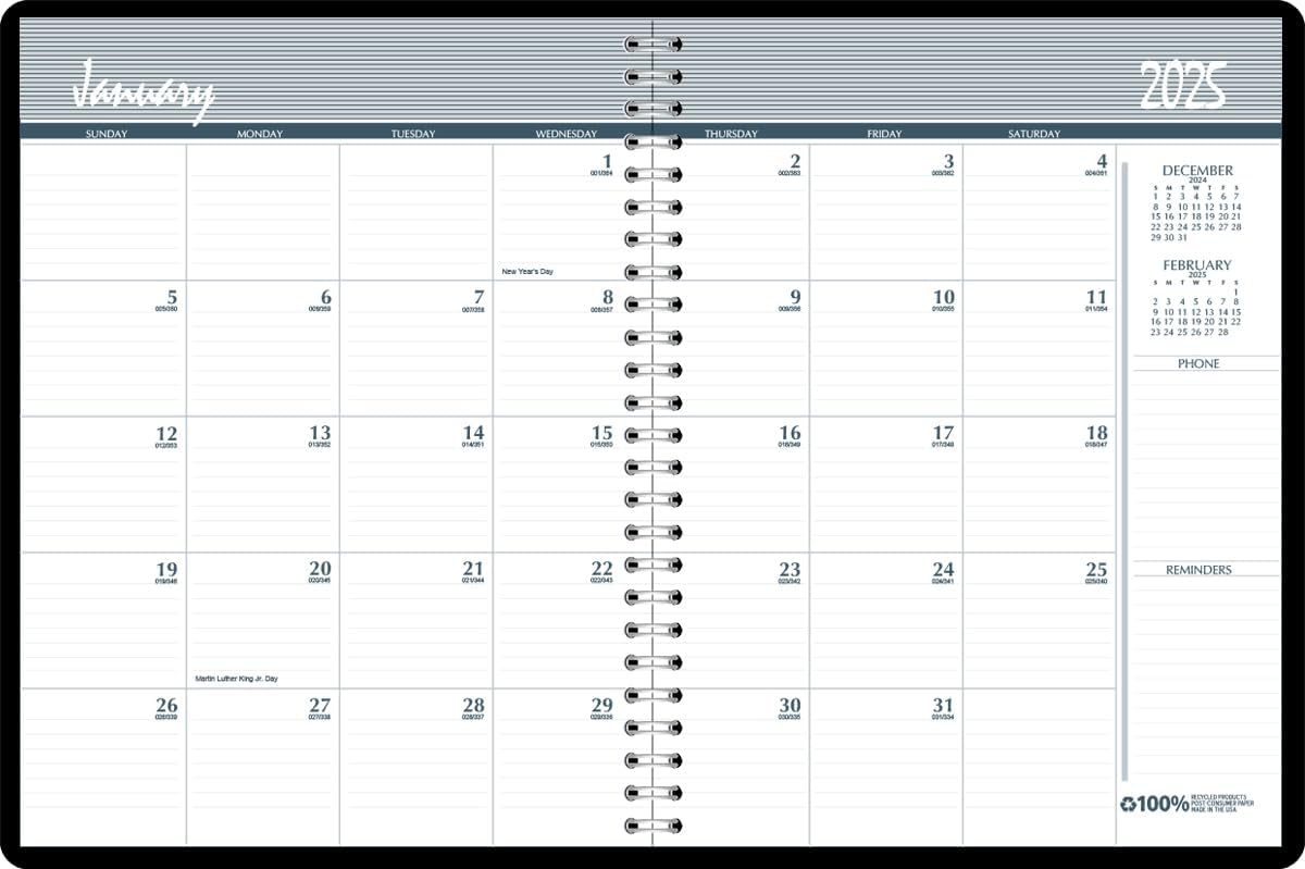 House of Doolittle 2025-2030 Monthly Calendar Planner, 5 Year, 8-1/2 x 11 Inches, Black (HOD262502-25)