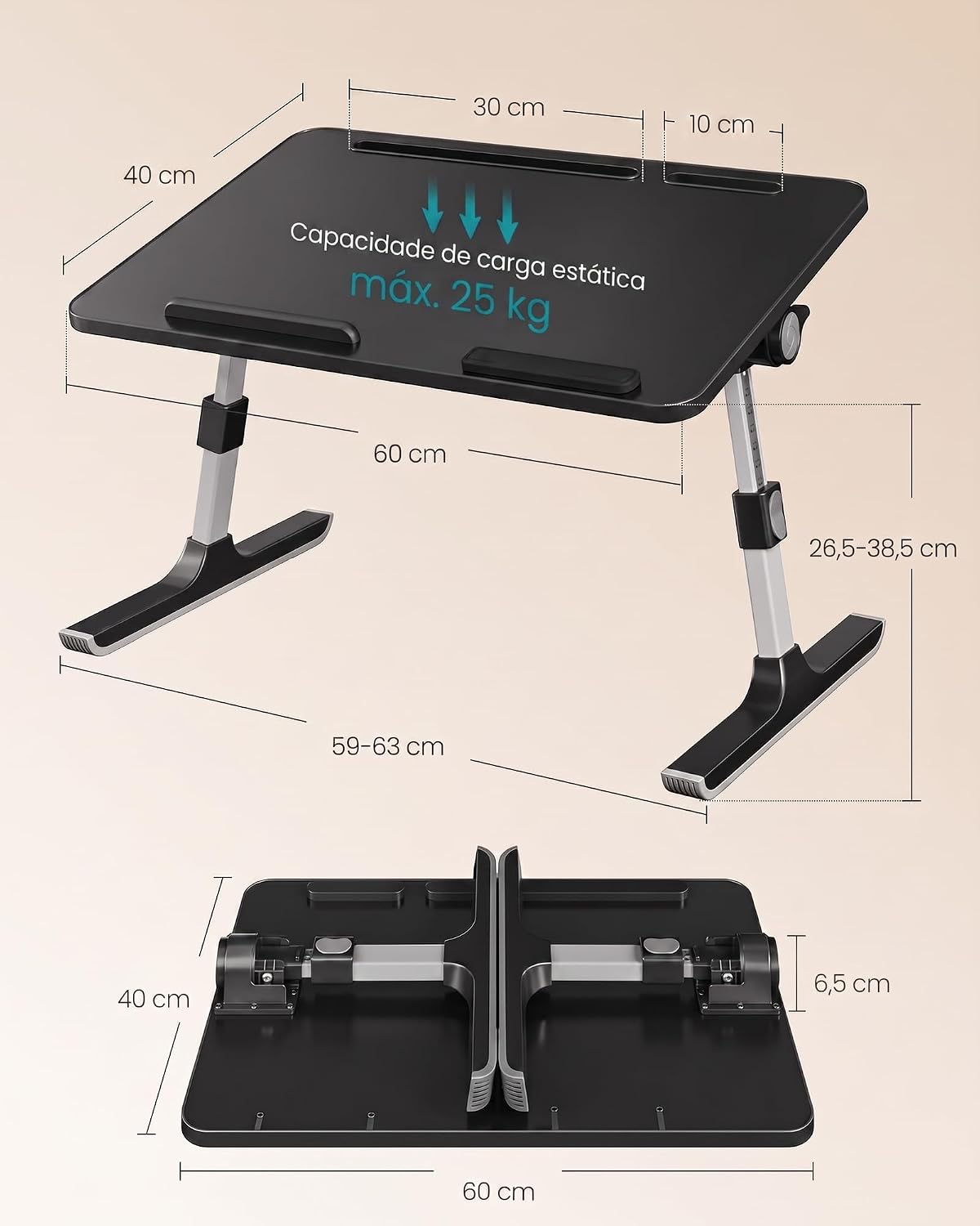 SONGMICS Laptop Bed Desk, Adjustable Lap Desk for Bed with 8 Heights