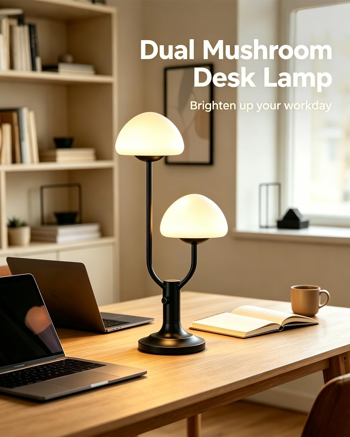 Lightdot Mushroom Table Lamp for Bedroom Dimmable Cute Black Desk Lamp