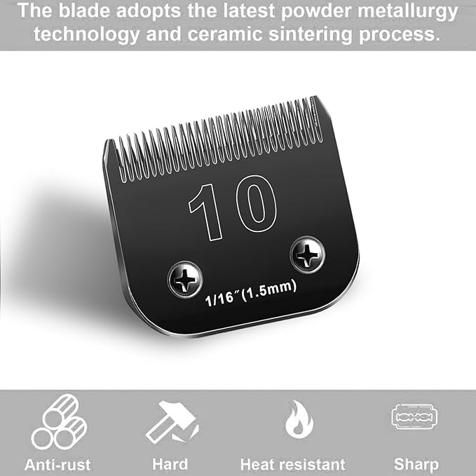 10 Blades Dog Grooming Blades Compatible with Andis/Oster A5/Wahl KM-10 Series Dog Clippers,Detachable Clipper Replacement Blade(4PCS-#10+4FC+5FC+7FC)