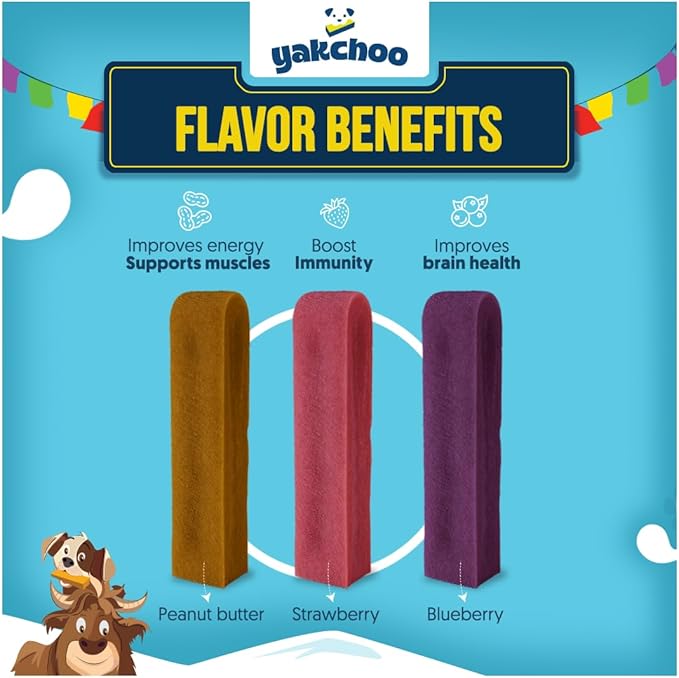 Himalayan Yak Chews for Dogs – Blueberry, Strawberry & Peanut Butter | Medium Bars 70g (Pack of 3) | 100% Natural, Long-Lasting, Protein & Calcium Rich Treats for All Breeds