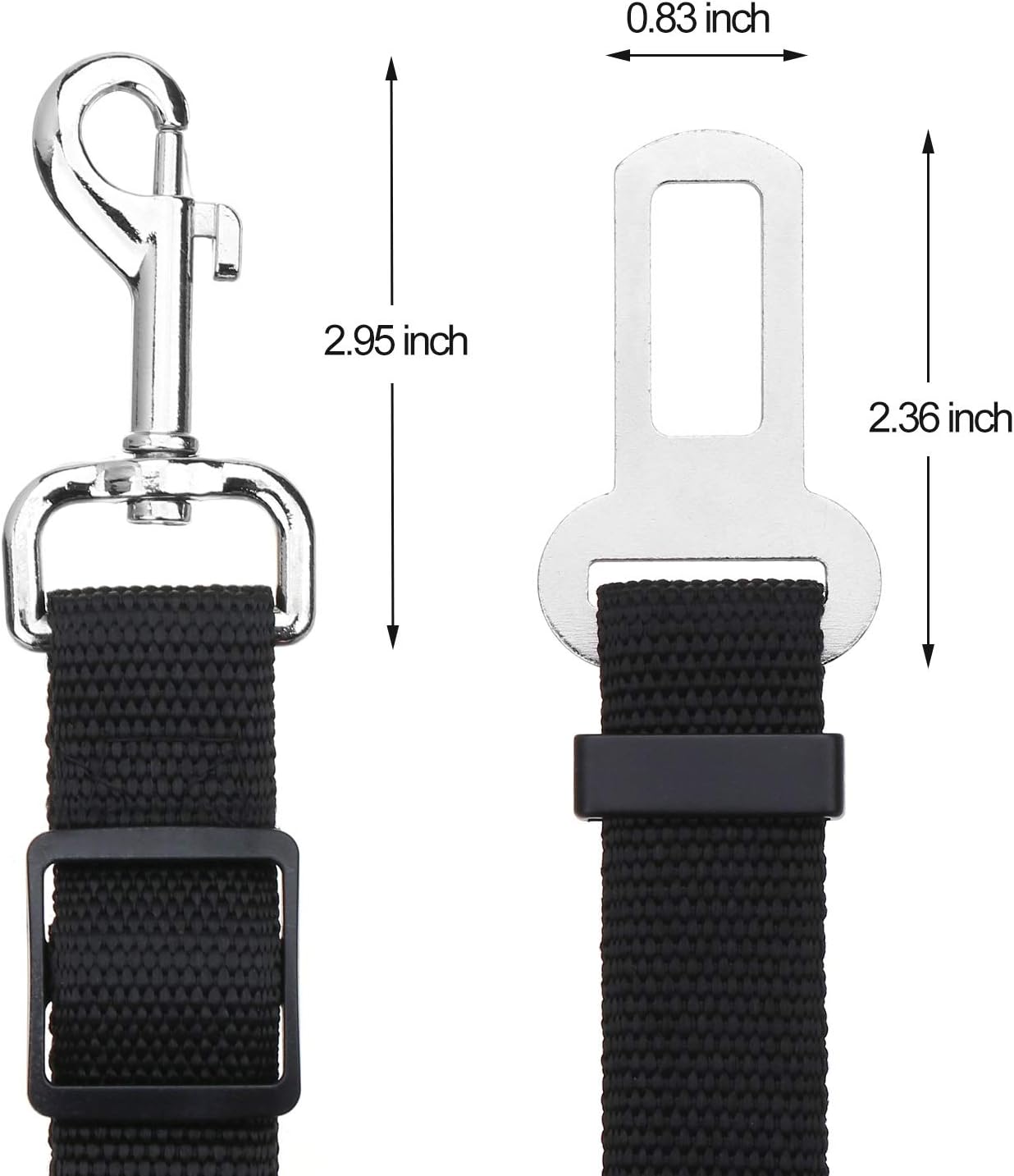 Elisel Elisel 2 Packs Adjustable Length Pet Dog Cat car seat Belt Pet seat Belt Pet Accessories for Dogs Cats and Pets (Black)