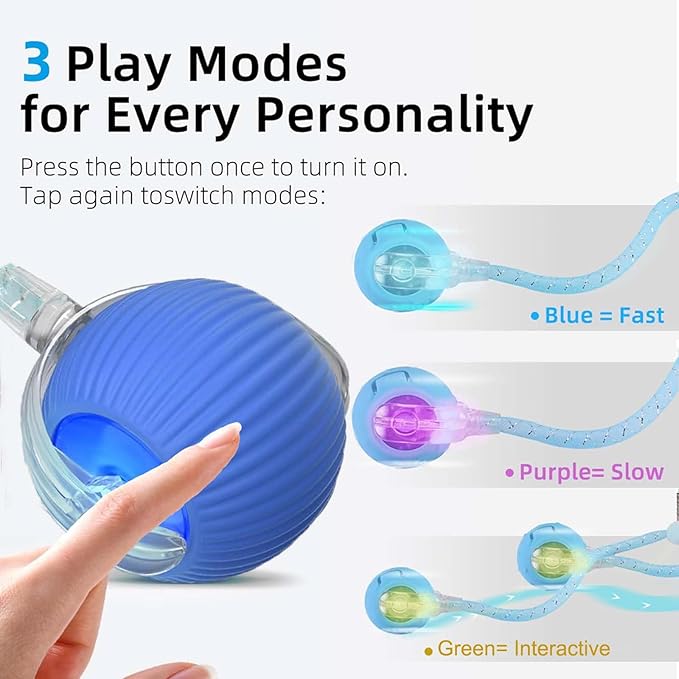 2 Packs Speed 2.0 Tail Interactive Cat Toys for Indoor Cats, Chirping & Motion Activate Cat Toy, Smart Kitten Rolling Ball Moving Ball Toys,Rechargeable Dog Cat Bal l for Enrichment Exercise (New P+G)