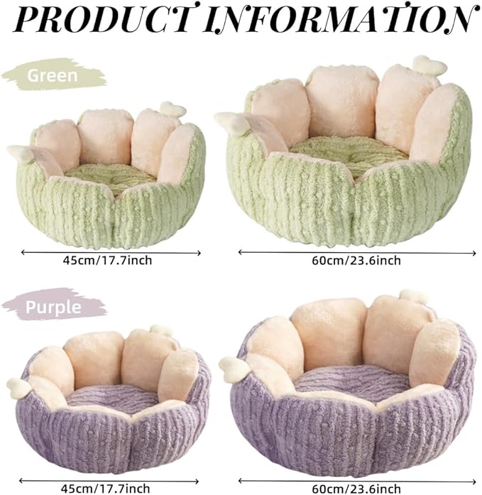 LYFJMUS Cactus Cat & Dog Beds - Fluffy Cat House with Removable & Washable Cushion Pillow, Warm Sleeping Bed for Cats & Small Dogs