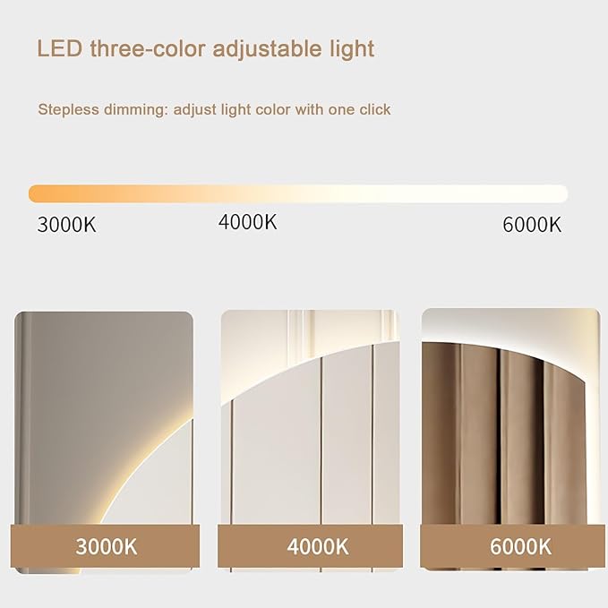 Bathroom Wall Mounted Mirror, LED Illuminated Vanity Mirror