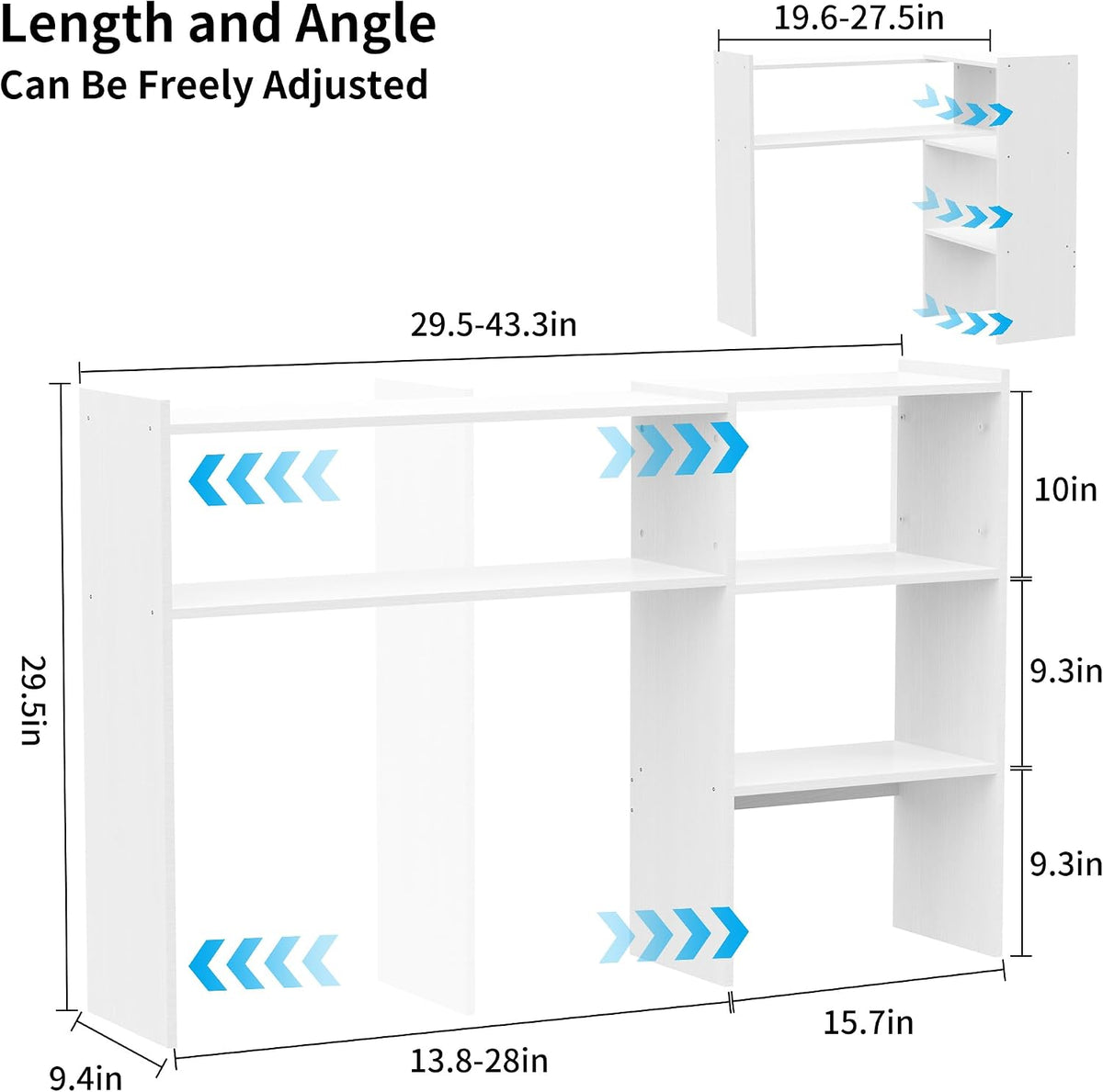 Aetheris Desktop Bookshelf, 43”Adjustable Office Desktop Organizer Shelf, Countertop Storage Hutch with 4 Shelves for Computer Desk, Adjustable Desk Hutch, Wooden Desktop Bookcase