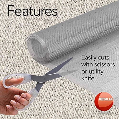 RESILIA Premium Heavy Duty Floor Runner/Protector for Carpeted Floors – Skid-Resistant Plastic Vinyl Carpet Protection, Clear, Prism, 27 Inches x 75 Feet, Made in the USA
