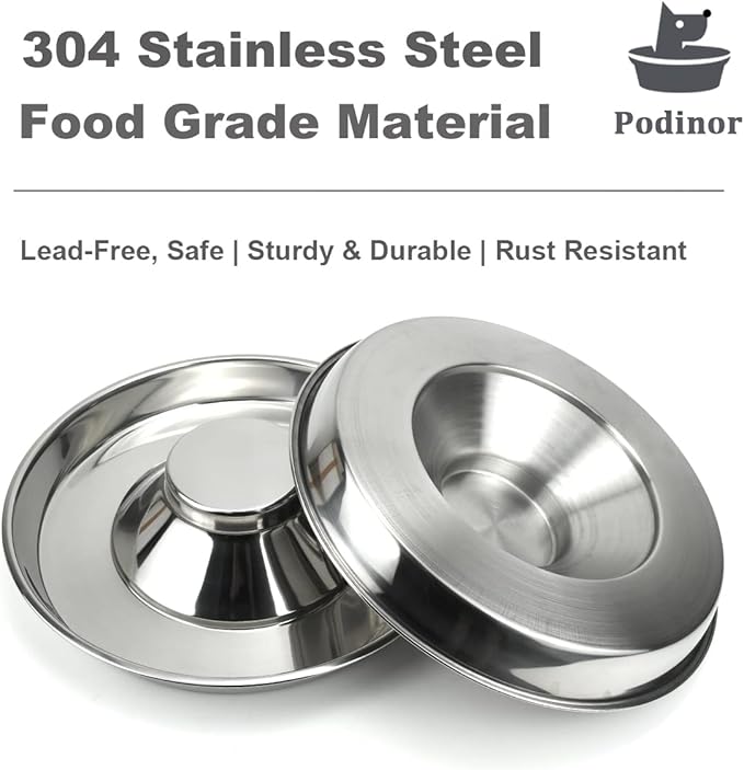 Stainless Steel Puppy Dog Bowls 2 Pack, Pets Puppies Feeding Food and Water Weaning Bowls Dishes Feeder, 10.3 Inch