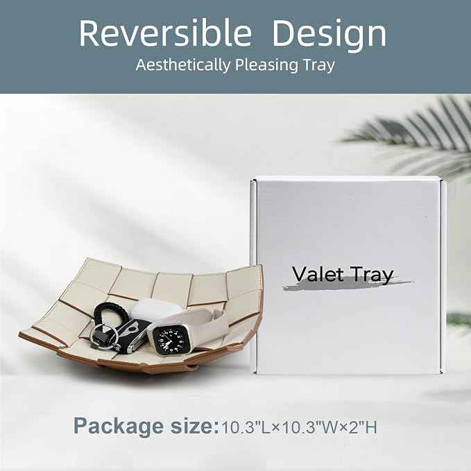 Valet Tray PU Leather Key Bowl for Men Women Entryway Table Nightstand Catchall