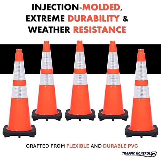 190 Pack 28" Inch Orange Traffic Safety Cones with Dual Reflective Collars - High Visibility Industrial Pylons Traffic Cones for Road, Parking Lots, Driving, Construction