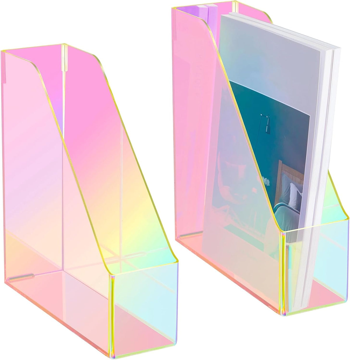 Engrowtic 2 Pcs Iridescent Regular Acrylic Magazine Holder