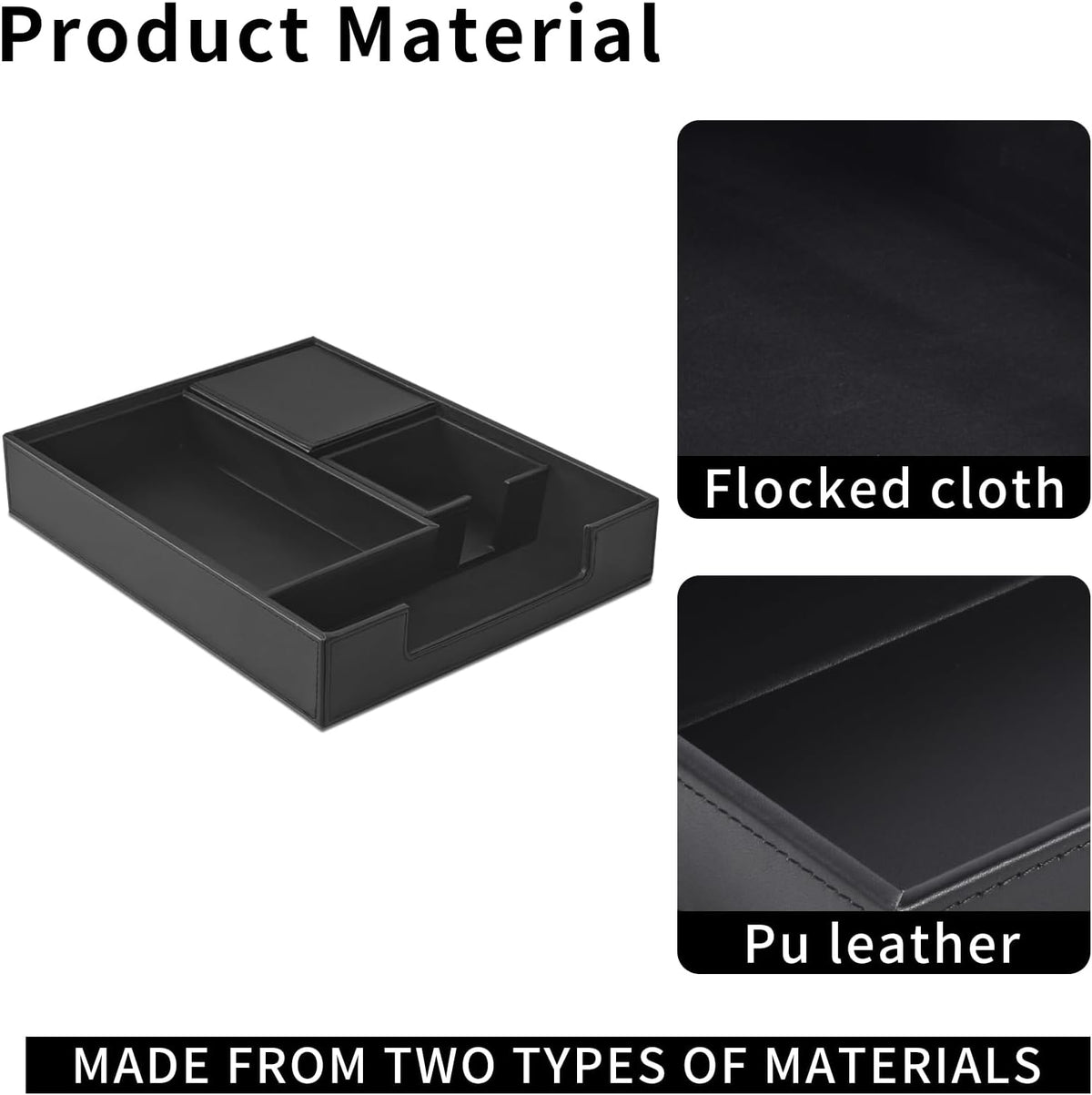 4 Pack Leather Office Supplies/Desk Organizer for Letter Paper Tray,Sticky Note Holder,Pen Cup,Stackable Small Letter Mail Sorter Tray,Workspace Decor for Women Men (Black, 4-piece set)