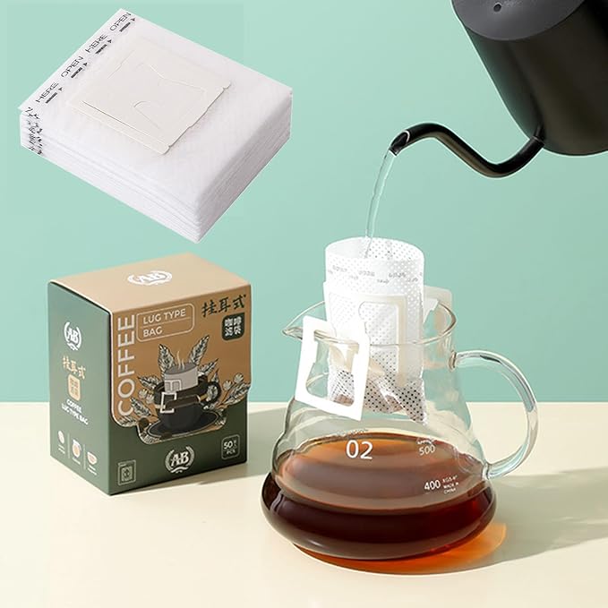 SZLYTYUN 50PCS Portable Coffee Filter Paper Hanging Ear Drip Coffee Single