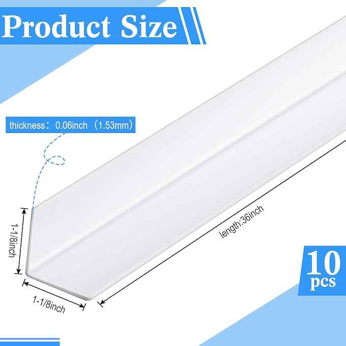 Sasylvia 10 Pcs Wall Corner Protector Guards, Vinyl 1-1/8 x 36 Inches Corner