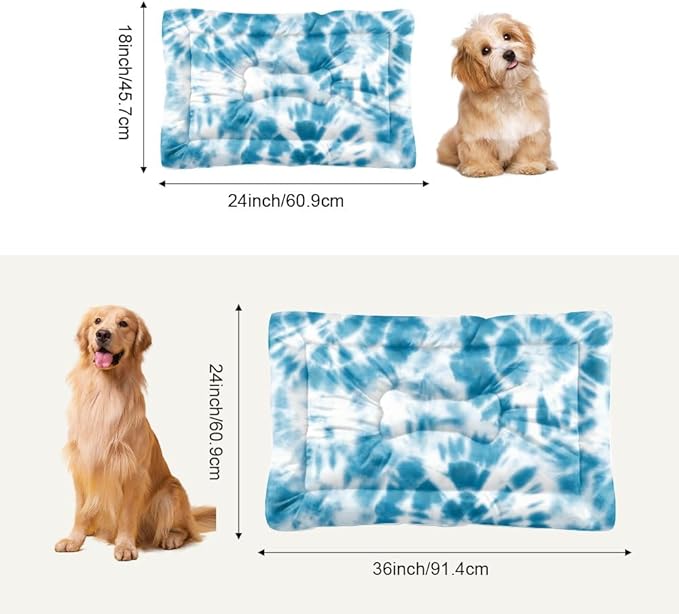 Retro Boho Turquoise Dog Bed Cage Sleeping Mat Crate Pads Washable Dog Crate Beds Washable Non-Slip Small Bed for Small Outdoor Mat Paw Cushion Indoor Outdoor 36X24 Inch
