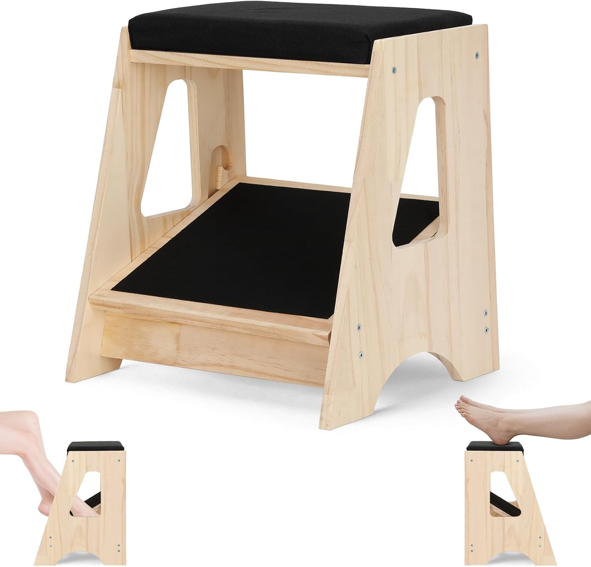 Double Step Footrest Under Desk,4 Adjustable Heights with Adjustment Stem