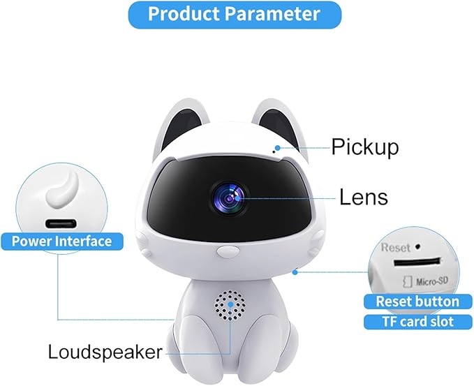 Wireless Security Camera,Robot Shape WiFi Camera 1080P HD, WiFi Home Indoor Camera for Pet/Nanny, Motion Detection, 2 Way Audio Night Vision