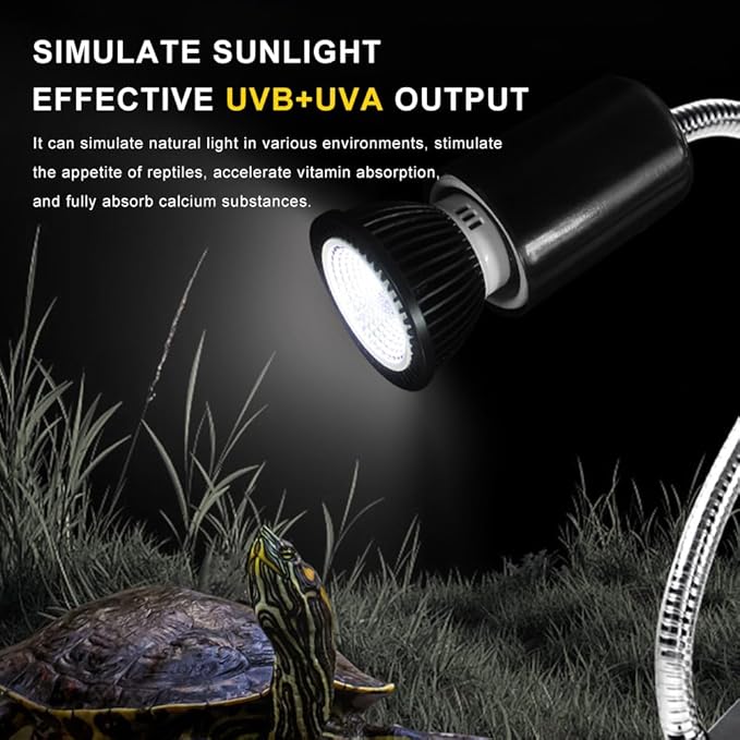 UVB Reptile Heat Lamp Bulbs, UVB Reptile Light Bulb, 3-Watt 10.0 UVA UVB Full Spectrum Light Bulb for Snake, Bearded Dragon, Lizard, Tortoise(Desert UVB10.0)