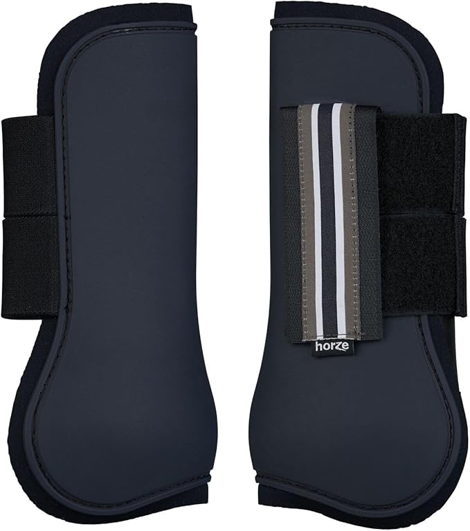 HORZE Adepto Open Front Tendon Boots | Durable Shell with Neoprene Lining - Dark Navy - Horse