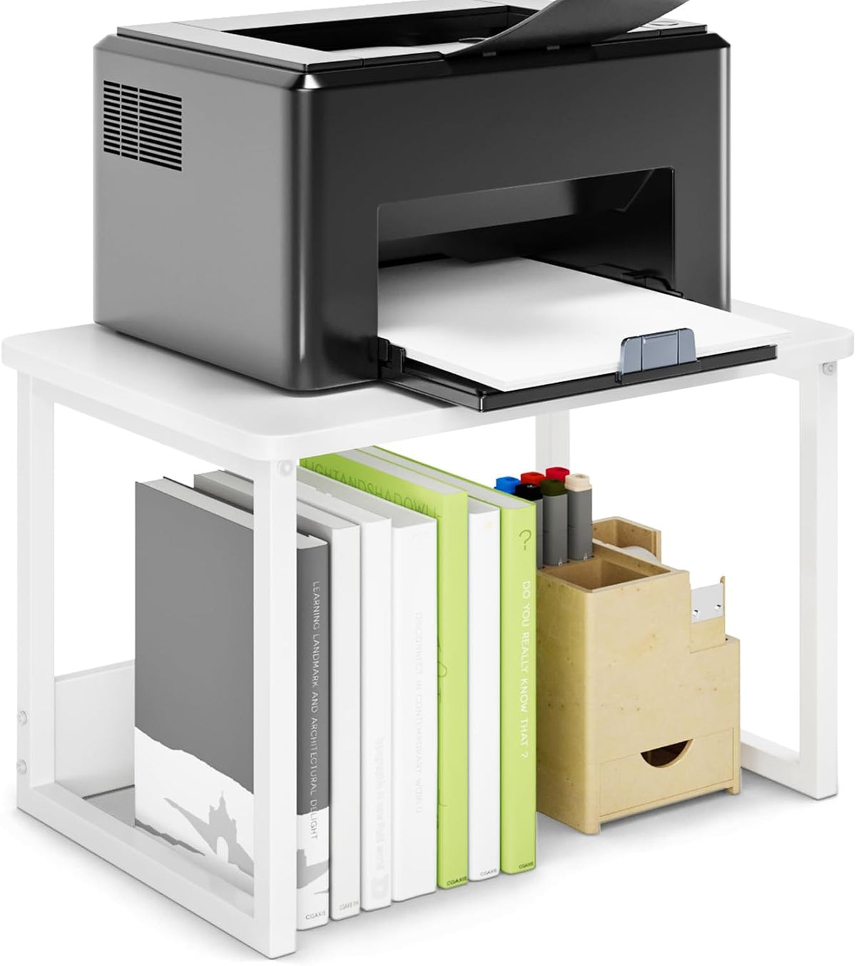 MARTY Printer Stand for Desk, Desktop Shelf Printer Riser for Home Office