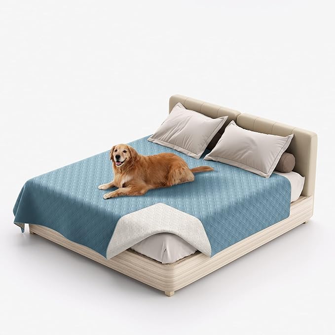 Waterproof Dog Bed Covers for Couch Protection, Water-Resistant Soft Dog Pet Blanket Anti-Slip Dog Blanket for Bed, for Furniture Bed Couch Sofa (Gray Blue,86x82inch)