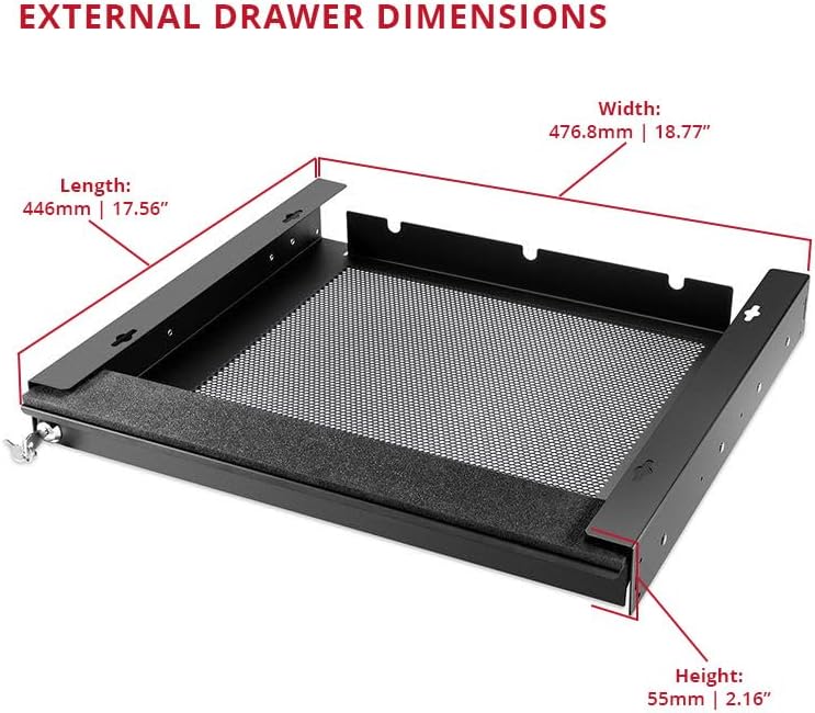 Penn Elcom Under Desk Laptop Drawer, Lockable, for 17” Laptops - Premium Sliding Security Drawers - Model EX-6151B