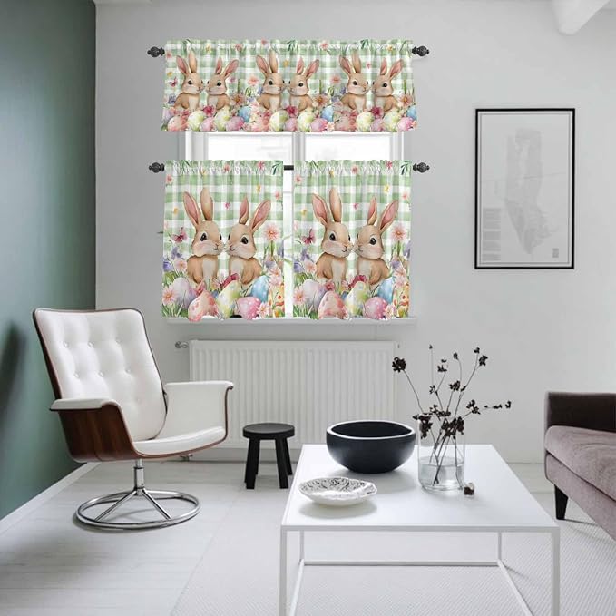 Easter Kitchen Curtains Set 3 Piece